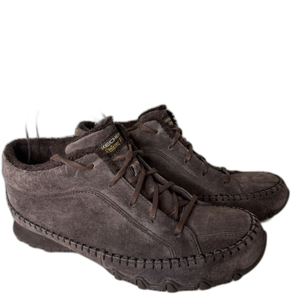 Skechers Women's Sz 9 Brown Leather Bikers Totem Pole Chukka Boot Shoes Relaxed